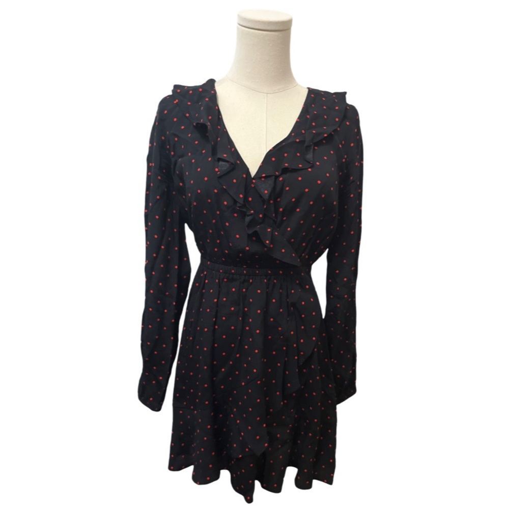 Express black/red polka dot tulip bottom dress - size Small